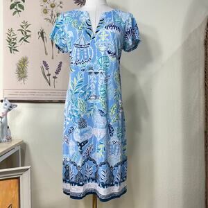 Lilly Pulitzer Blue Lapis Lantern Sophiletta Mini Dress Coastal Grandma Beach M